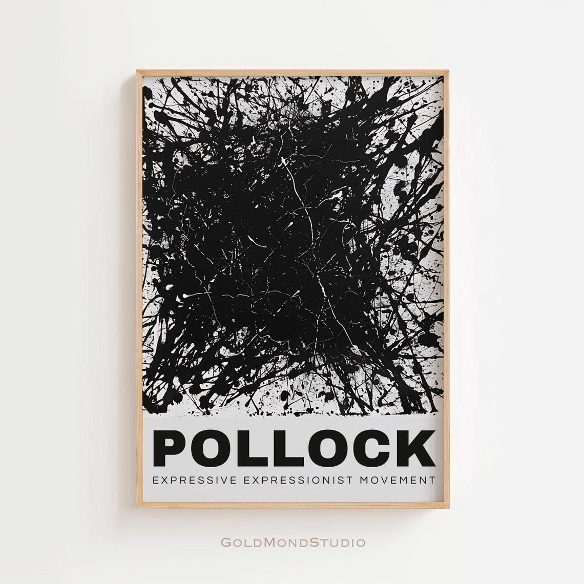 Pollock Black Splatter on White Abstract Expressionism Art Poster