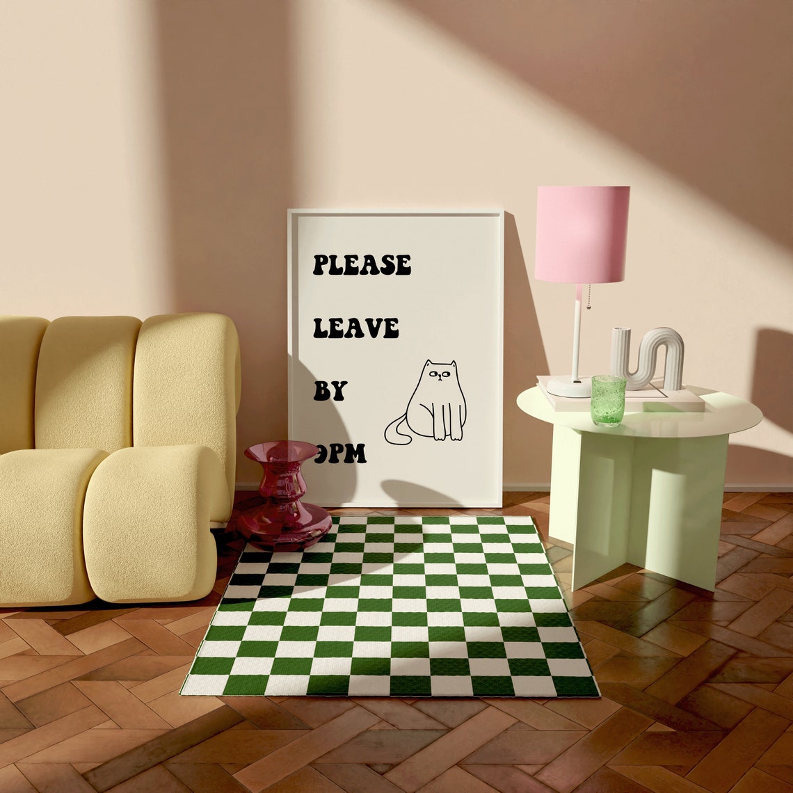 Please Leave By 9PM Funny Grumpy Cat Typography Quote Art Print - Image 3