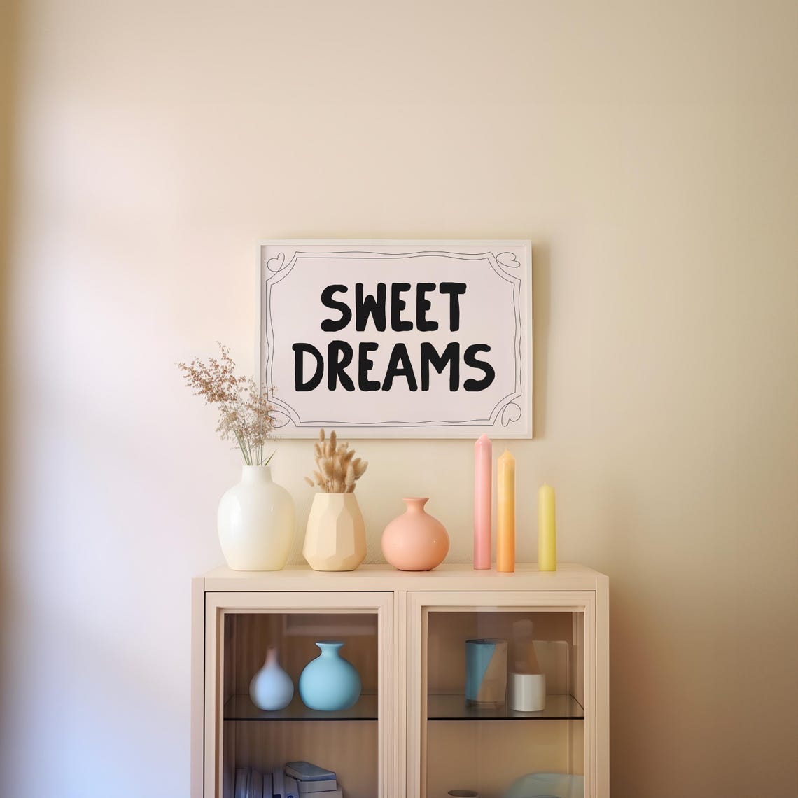 Sweet Dreams Bold Black Lettering Bedroom Above Bed Decor Poster - Image 3