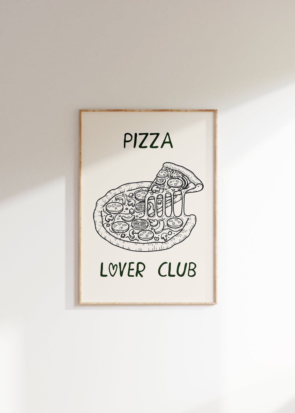 Pizza Lover Club Art Print Pizza Drawing Wall Art Pizza Wall Art Pizza Print Foodie Print Italian Food Wall Art Pizza Line Art Print