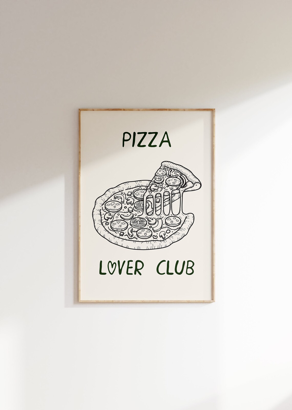 Pizza Lover Club Hand Drawn Line Art Melty Cheese Foodie Poster