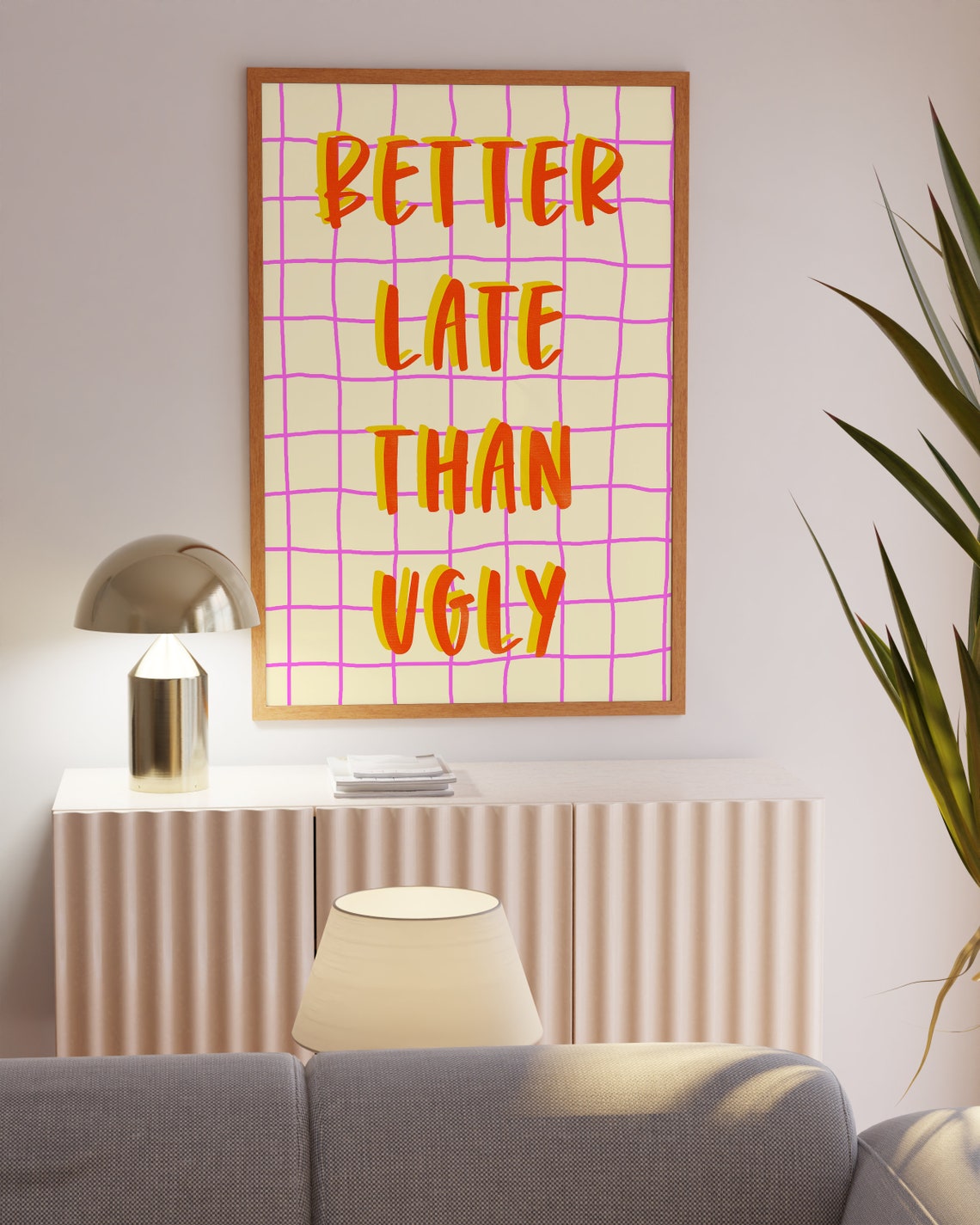 Better Late Than Ugly Sassy Funny Quote Typography Grid Poster - Image 4
