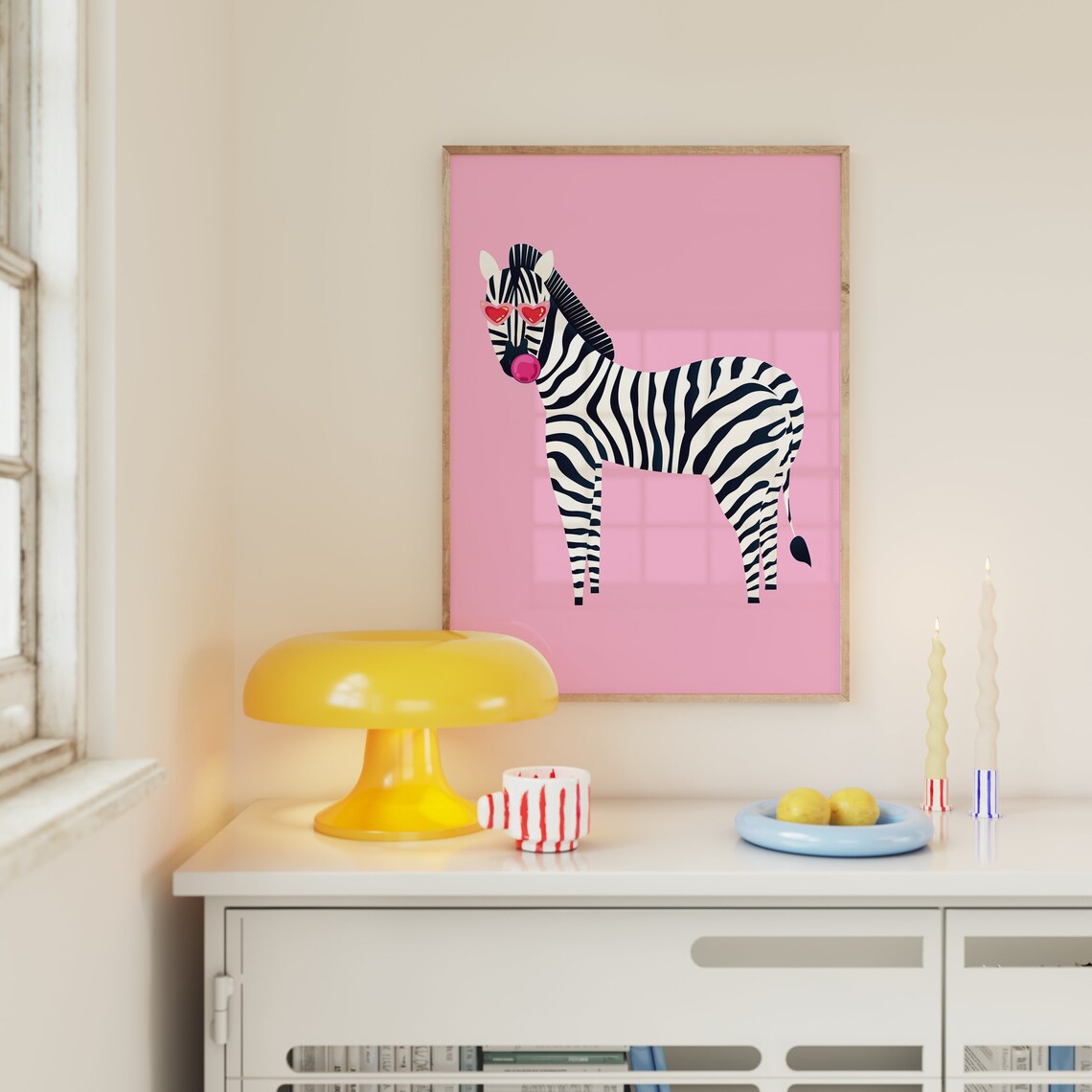 Zebra With Sunglasses Art Print, Maximalist Decor - Image 5