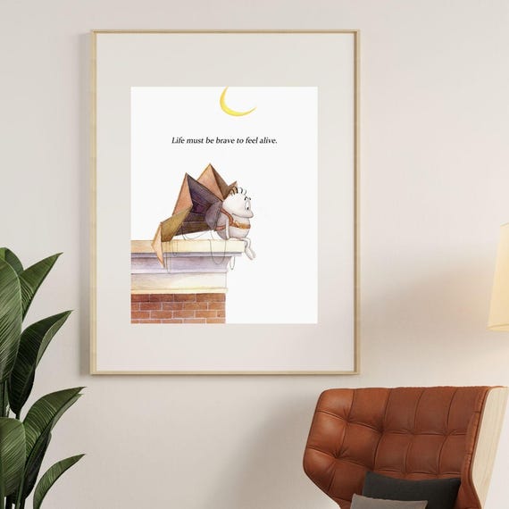 Life Must Be Bravefunbean Motivational Quote Wall Artdigital Poster Minimalist Hand Drawnfunnywarmhealingoffice