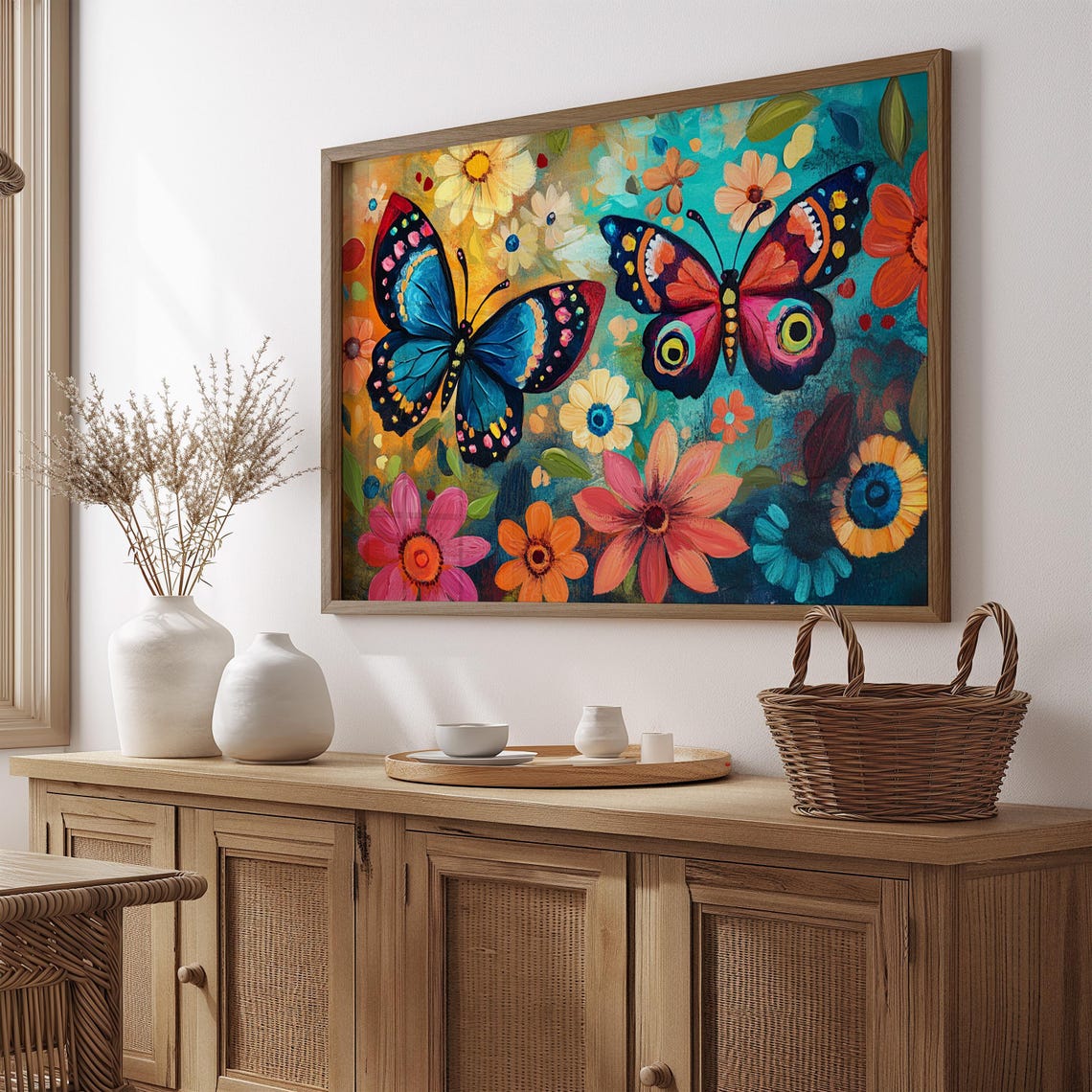 Print Butterfly Portrait Painting Mexican Wall Art New Listing 7