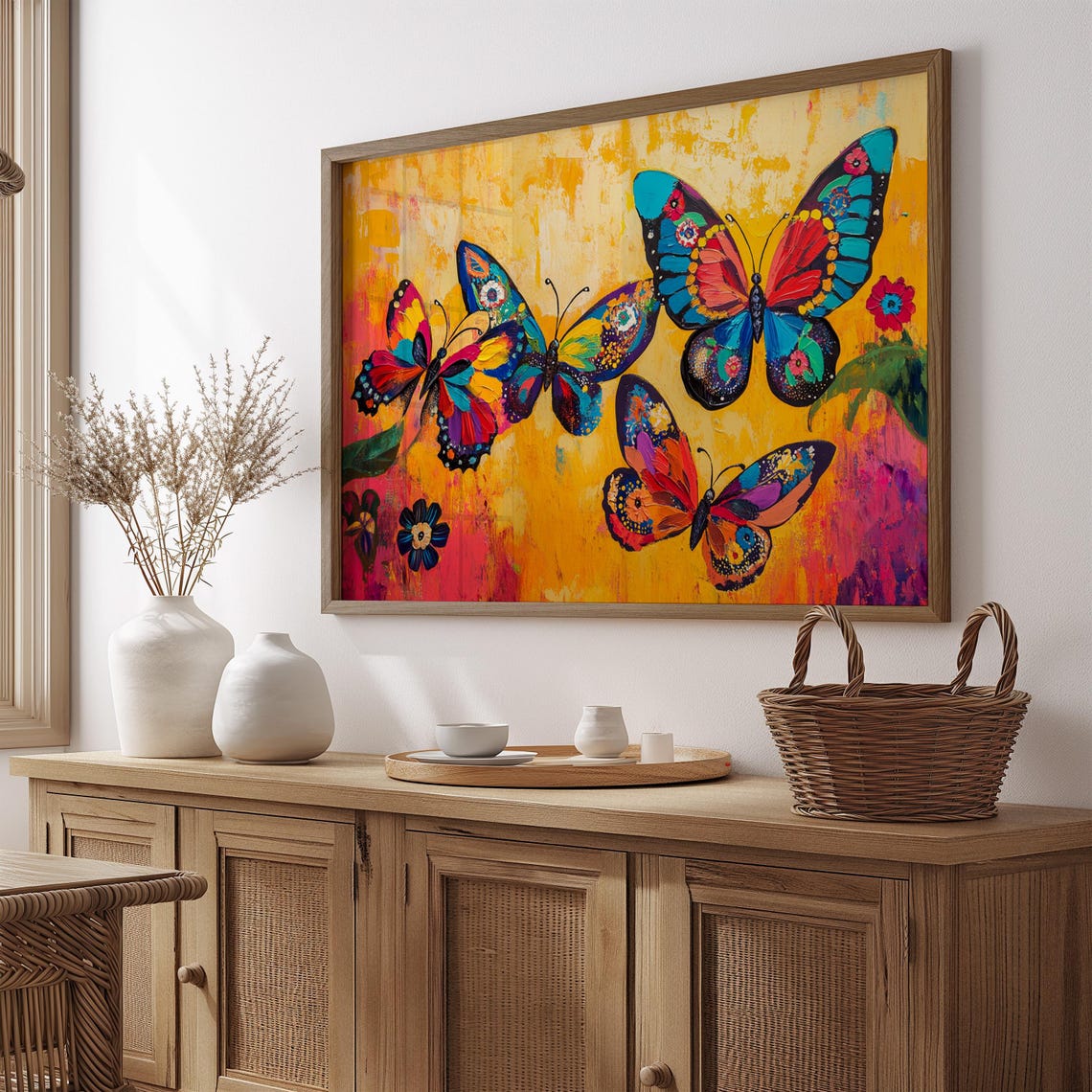 Print Butterfly Portrait Painting Mexican Wall Art New Listing 17