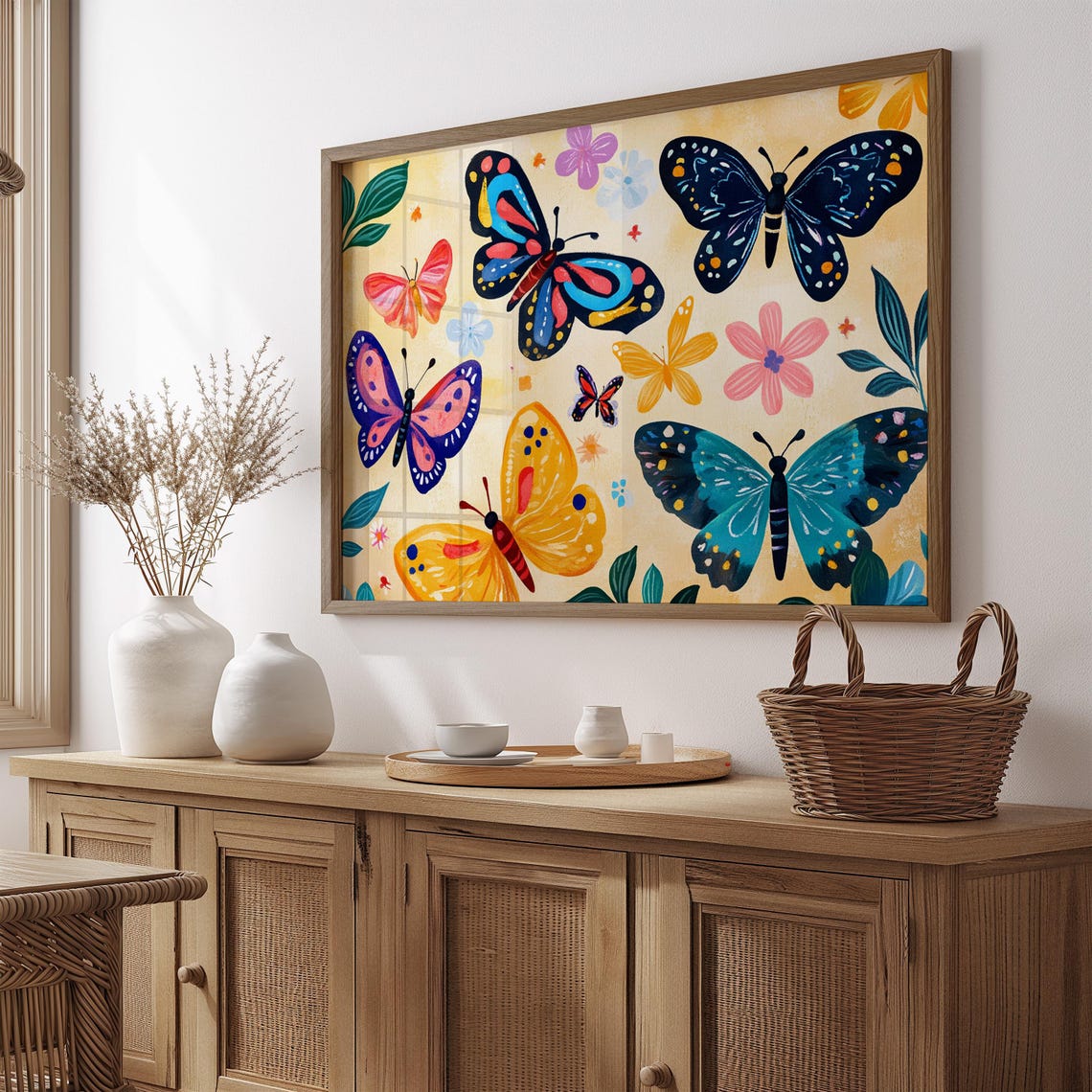 Print Butterfly Portrait Painting Mexican Wall Art New Listing 14