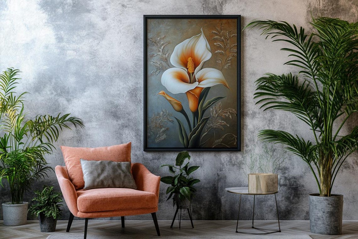 White Calla Lily on Gold Background Elegant Floral Art Poster - Image 2