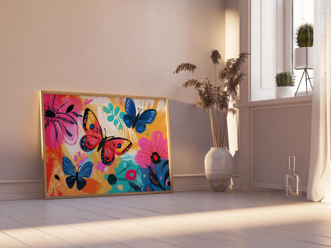 Print Butterfly Portrait Painting Mexican Wall Art New Listing 1 - Image 2