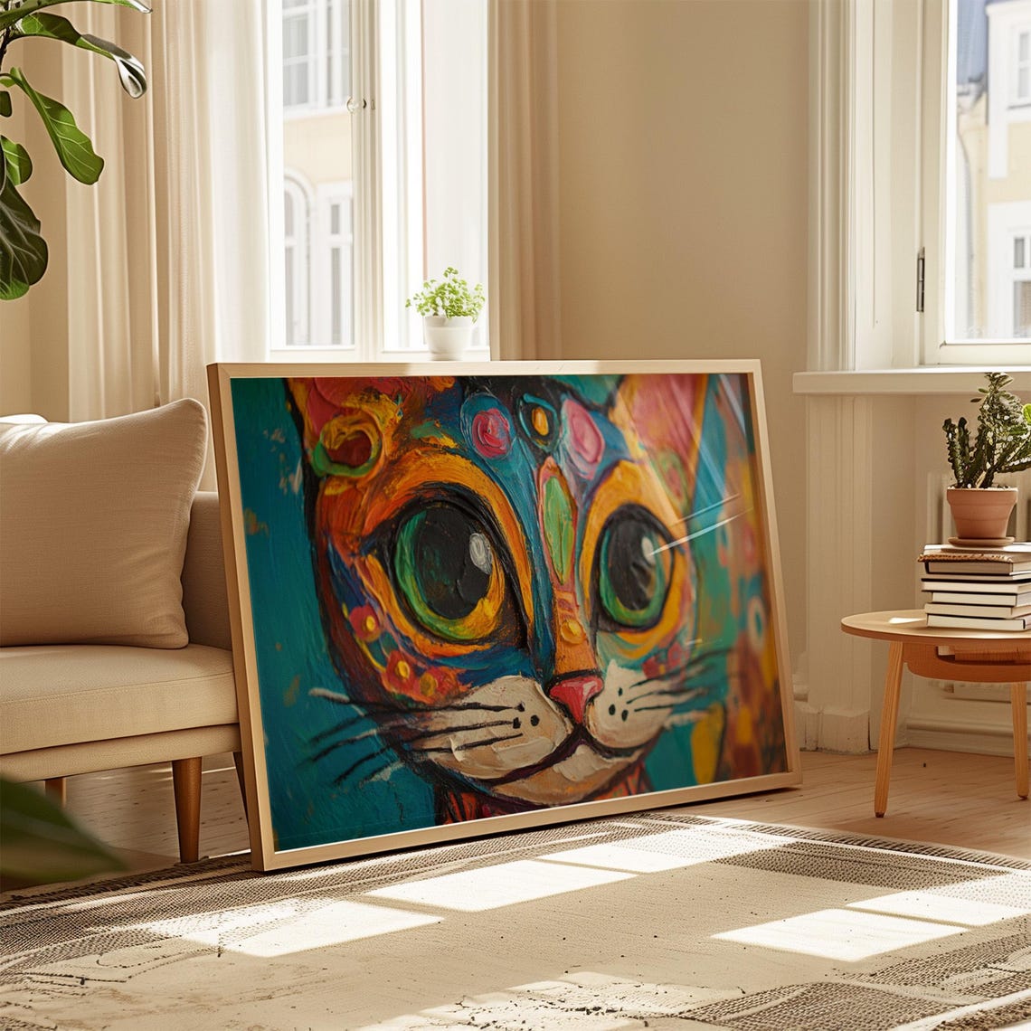 Cat Portrait Painting, Mexican Wall Art - Image 4