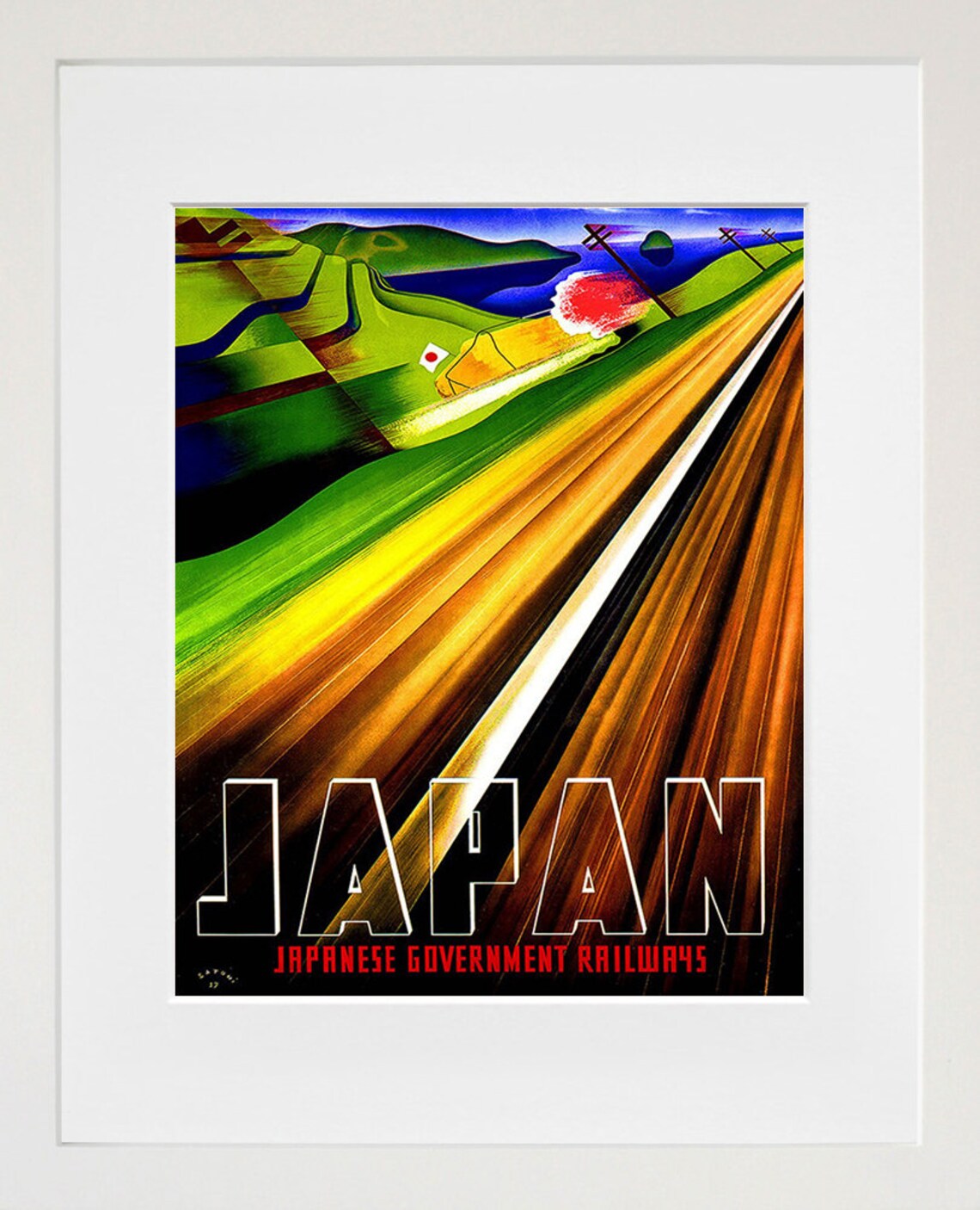 Japan Japanese Government Railways Speed Train Countryside Poster - Image 2
