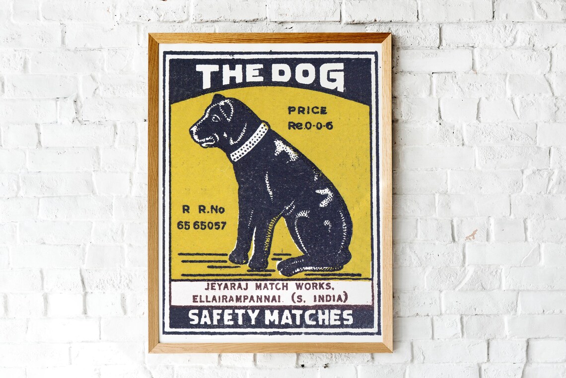 The Dog Vintage Indian Safety Matches Matchbox Label Art Poster - Image 3