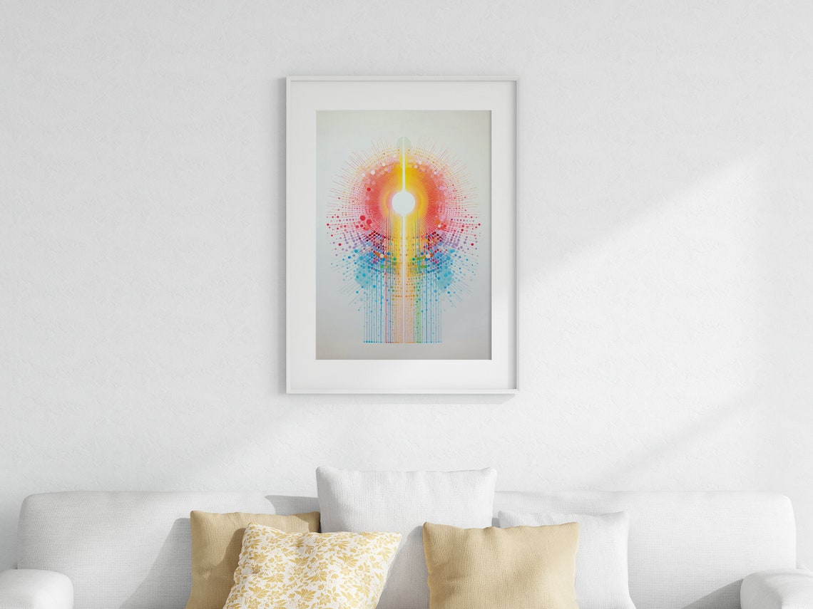 Sun Rainbow Rays Uplifting Abstract Artwork Illustration Colorful Modern Pop Art Vibrant Wall Decor Print - Image 2