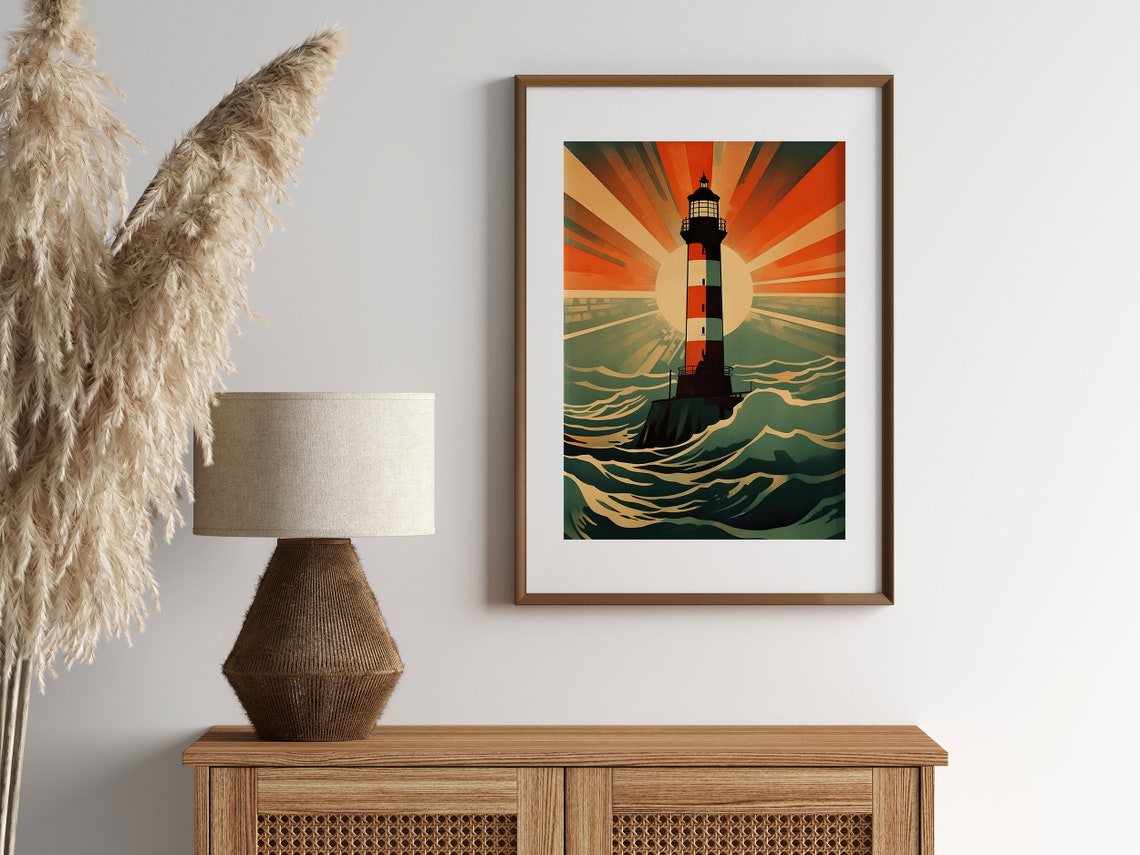 Lighthouse Vintage Poster Wall Art A Nostalgic Print Experience Vintage Print Vibrant Decor - Image 4