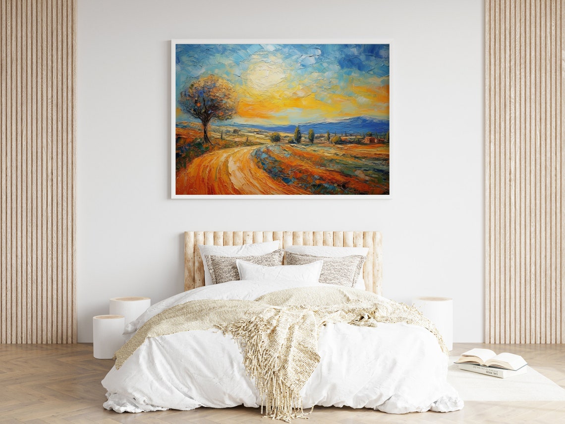 Golden Summer Country Road Through Sunlit Fields Impasto Poster - Image 3