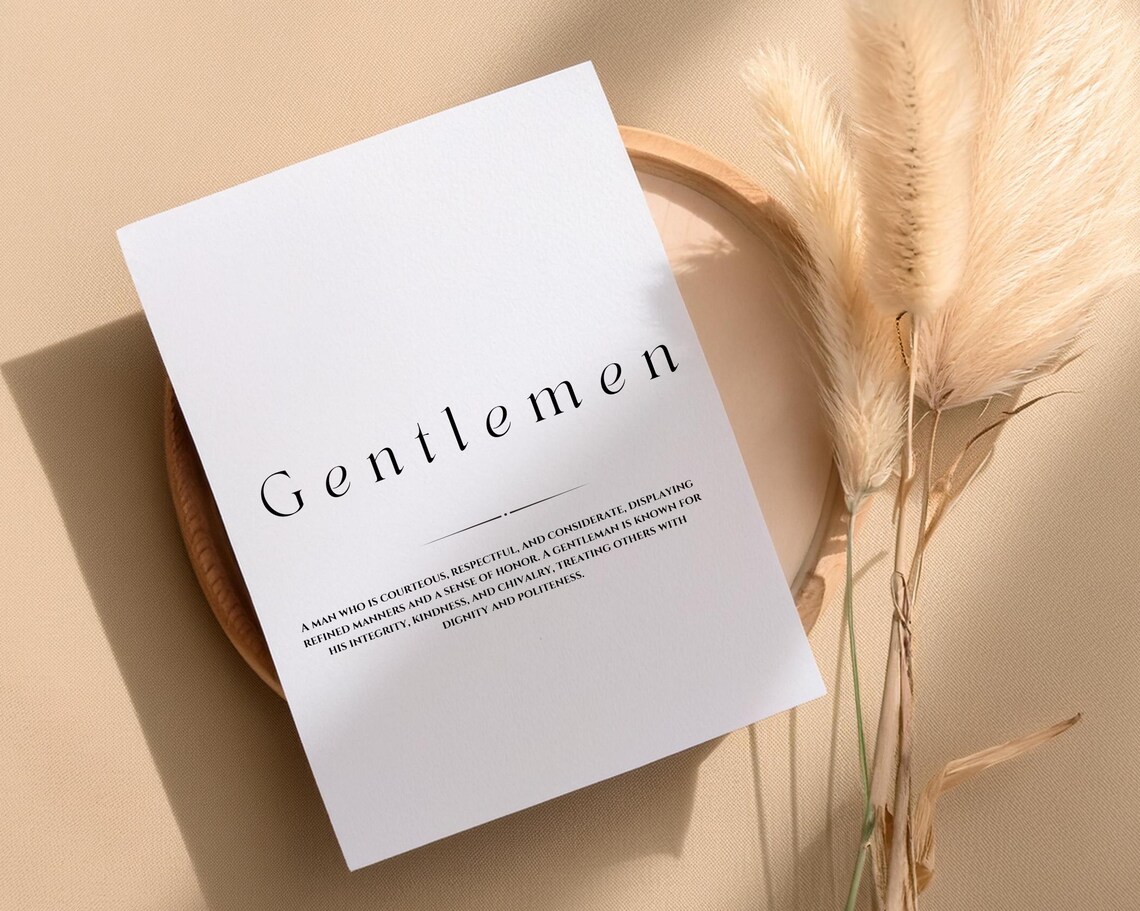 Gentlemen Definition Dictionary Style Minimalist Quote Wall Art - Image 2