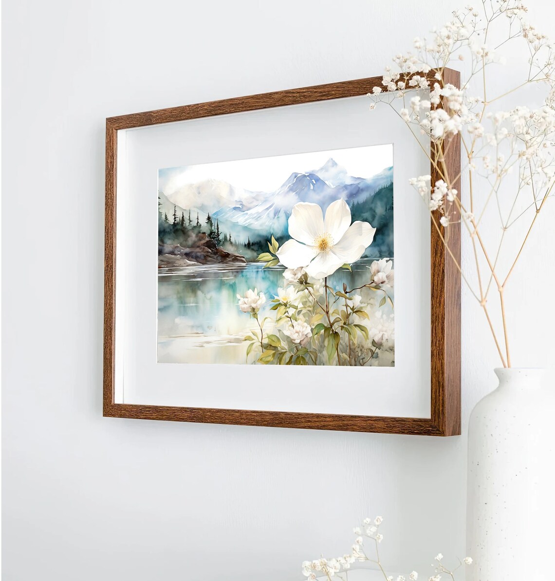 Alaska Mountain Lake Watercolor Wall Art Print - Image 5