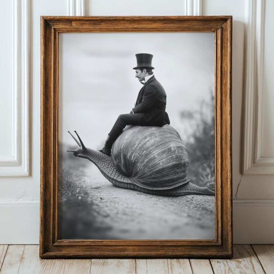 Victorian Gentleman On Giant Snail Art Print
