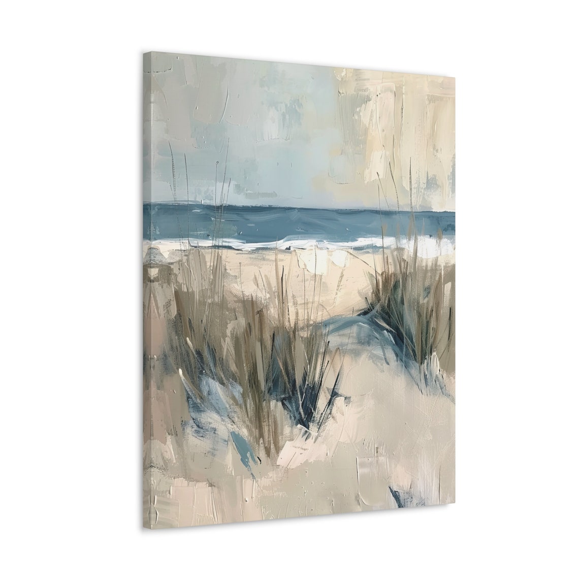 Abstract Coastal Dunes Grass Blue Sea Neutral Modern Beach Art Poster - Image 4