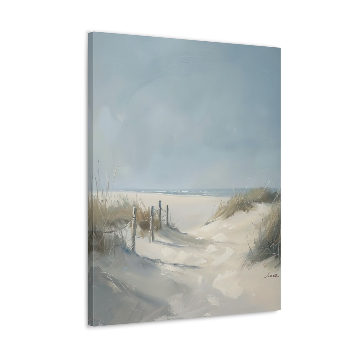 Minimalist Sand Dune Path to Beach Soft Neutral Coastal Poster - Image 3