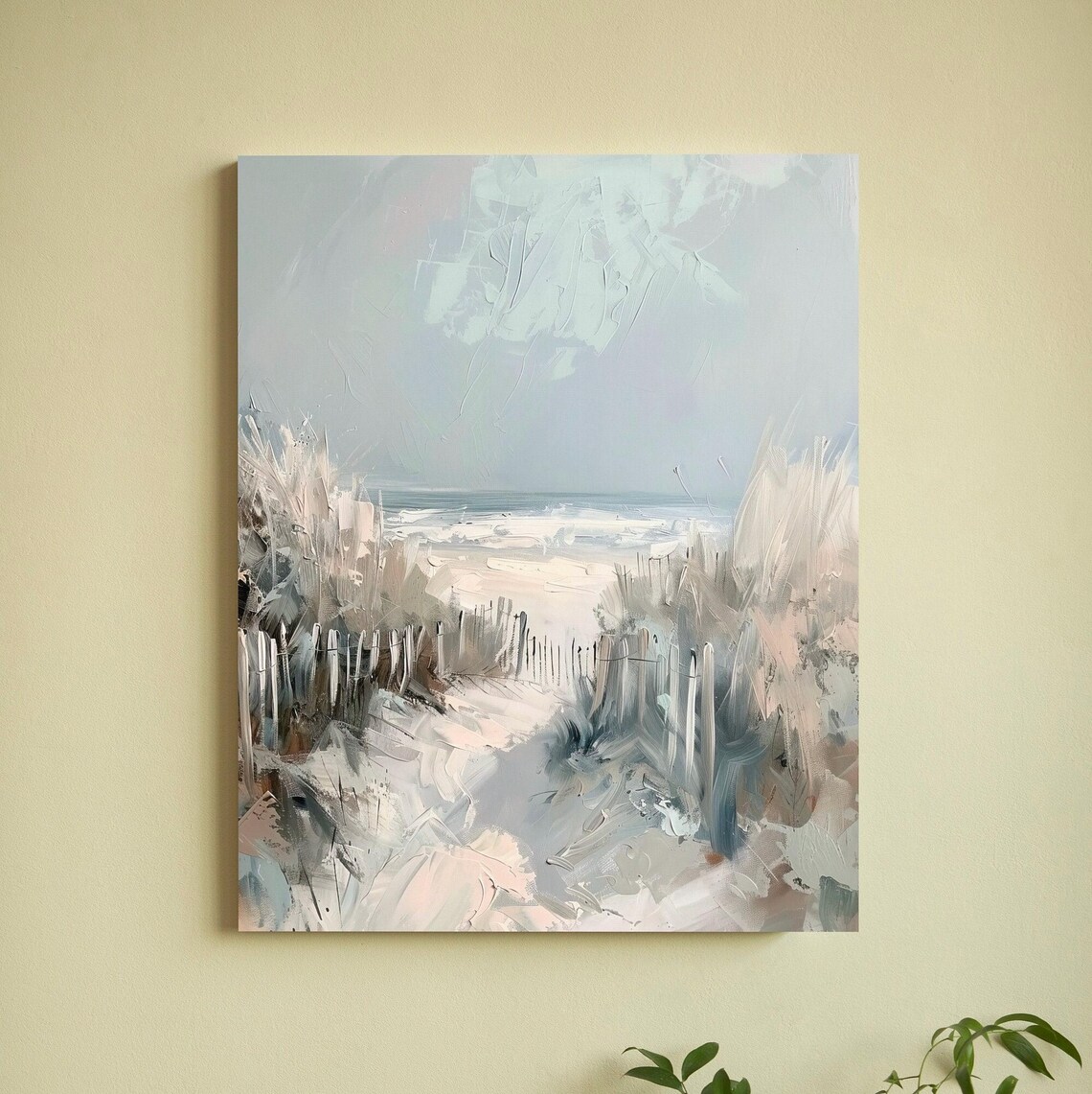 Pastel Beach Dunes Path Abstract Coastal Seascape Painting Poster