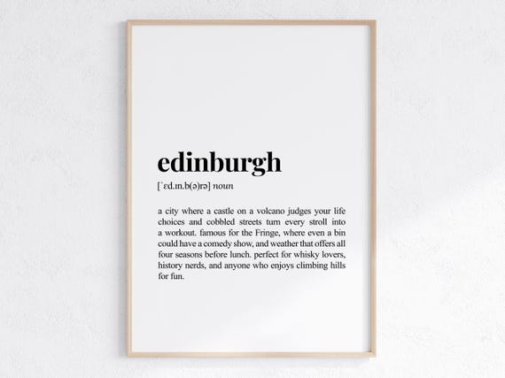 Edinburgh Funny Definition Print Housewarming Humorous Dictionary Poster Sassy Travel