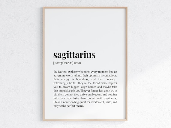Sagittarius Zodiac Sign Funny Astrology Definition Dictionary Poster