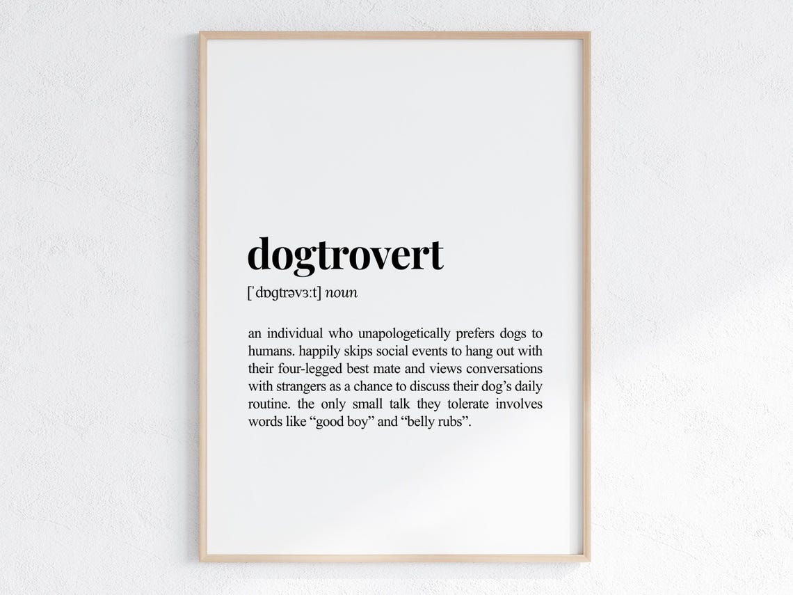 Dogtrovert Definition Funny Dog Lover Dictionary Style Poster