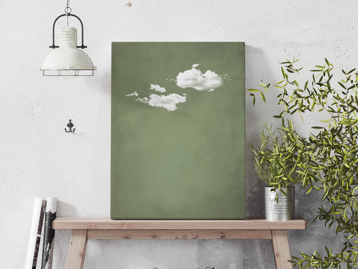 Sage Green Cloud Minimalist Pastel Green Sky Decorative Poster - Image 2