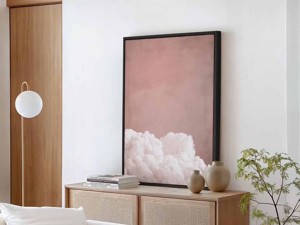 Dusty Rose Cloud Minimalist Pastel Pink Art Print - Image 2