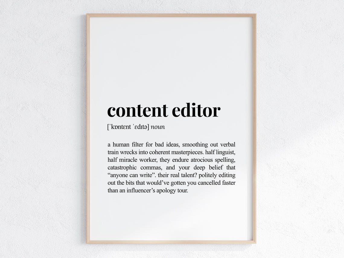 Content Editor Definition Funny Sarcastic Dictionary Style Poster