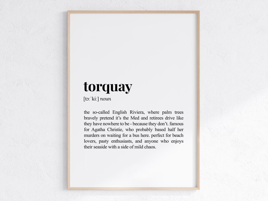 Torquay Funny Dictionary Definition English Riviera Coast Poster