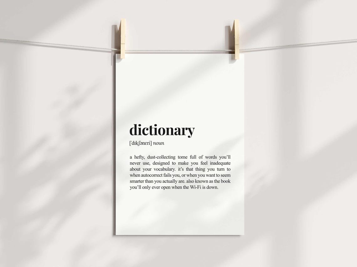 Dictionary Definition Funny Sarcastic Bookish Word Style Poster - Image 3