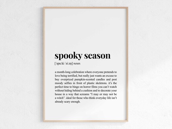 Spooky Season Definition Funny Dictionary Style Halloween Wall Art