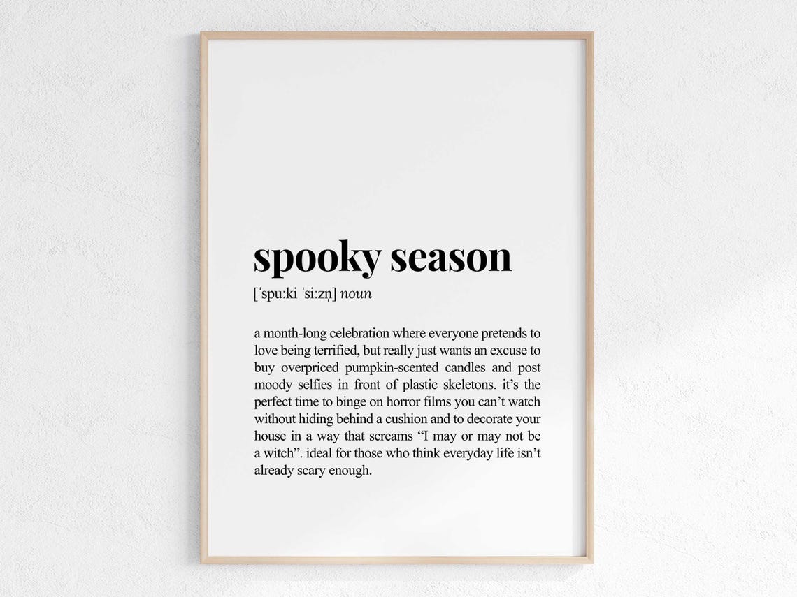 Spooky Season Definition Funny Dictionary Style Halloween Wall Art