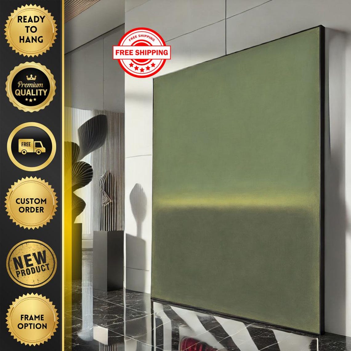 Rothko-Inspired Green and Yellow Color Field Abstract Modern Poster