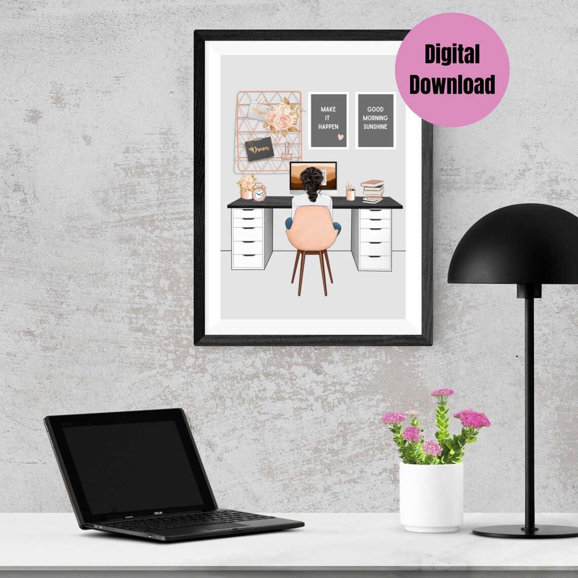 Make It Happen Good Morning Sunshine Girl Boss Office Desk Print - Image 4