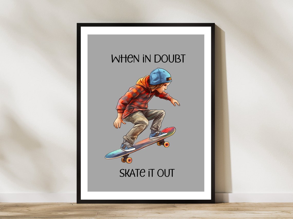 Cool Skater Boy Wall Art Skateboard Rider Print Teen Boy Bedroom Decor Urban Street Style Art Sport Print For Boy Wall Art - Image 2