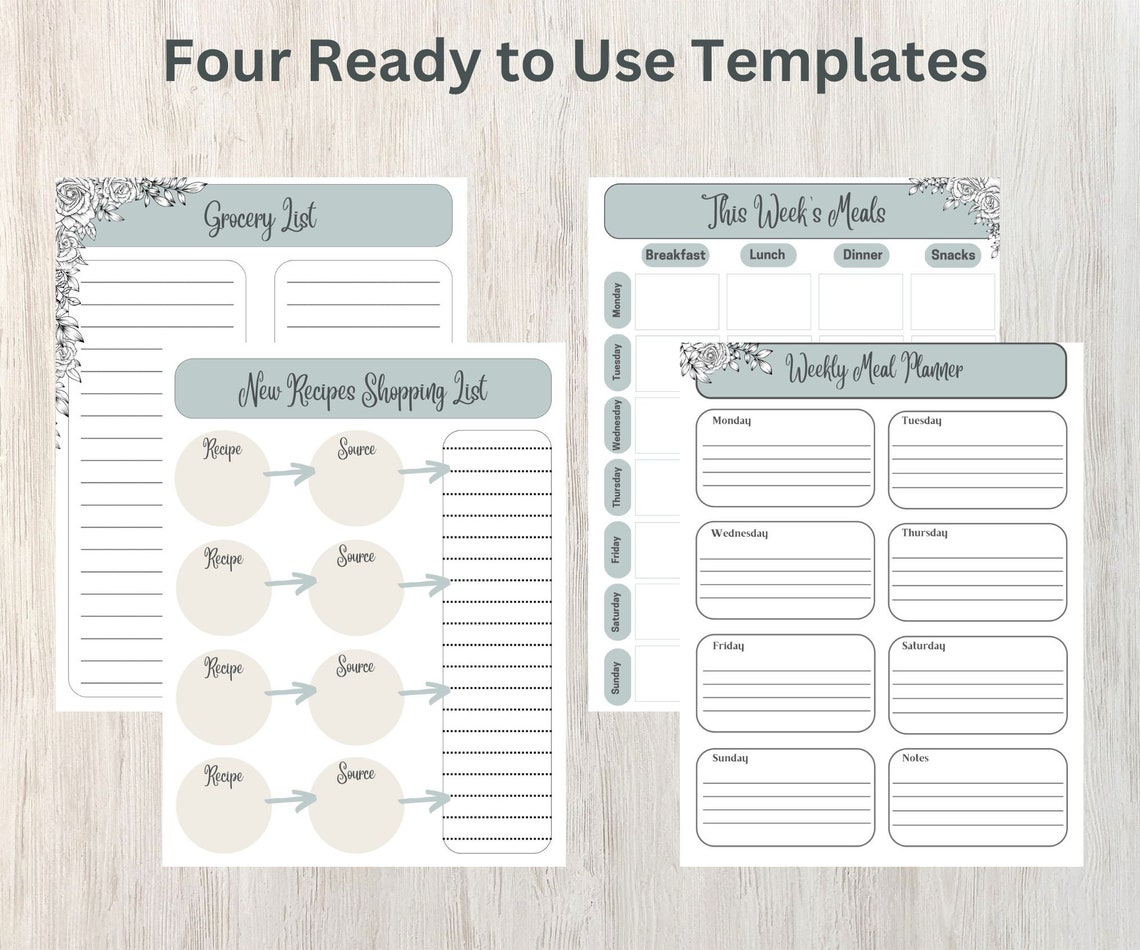 Floral Botanical Grocery List Printable Organizer Planner Print - Image 4