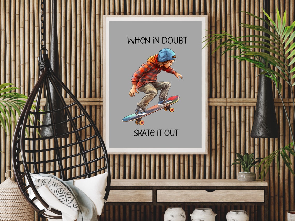 Cool Skater Boy Wall Art Skateboard Rider Print Teen Boy Bedroom Decor Urban Street Style Art Sport Print For Boy Wall Art - Image 4