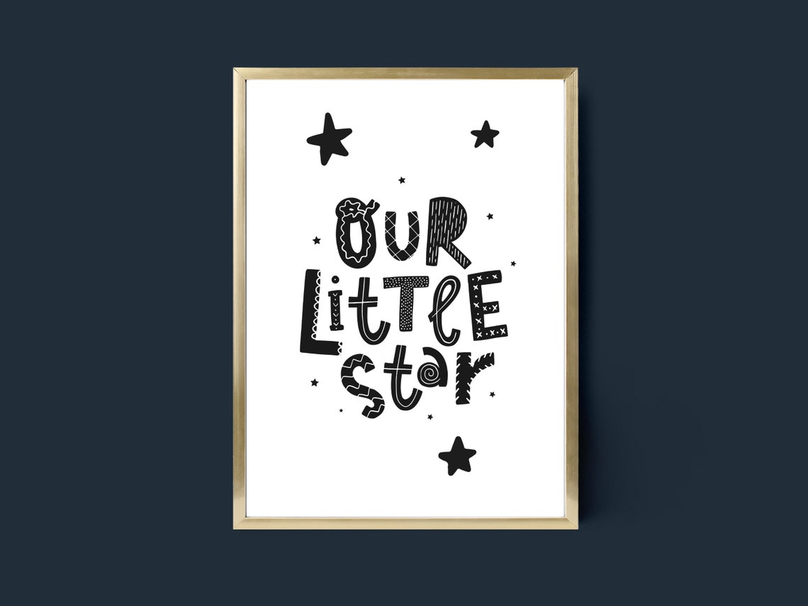 Our Little Star Black and White Nursery Typography Poster for Baby - Image 4