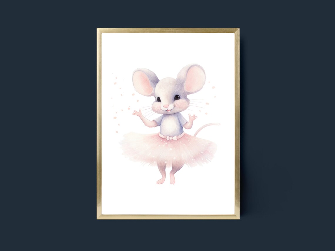 Ballerina Mouse In Pink Tutu Cute Girls Nursery Dance Poster - Image 4