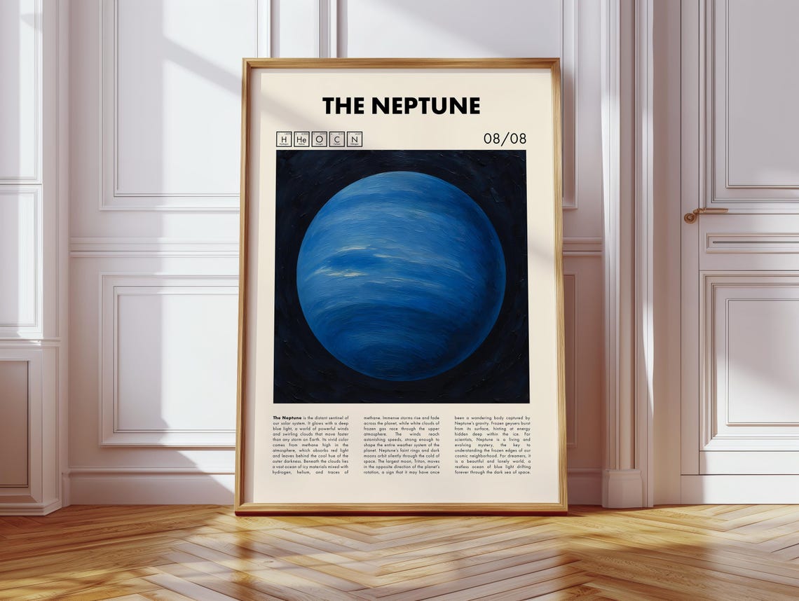 Neptune Poster Planet Art Print Solar System Decor Science Space Gift Wallpaper