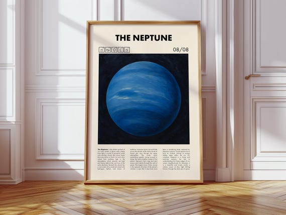 Neptune Poster Planet Art Print Solar System Decor Science Space Gift Wallpaper
