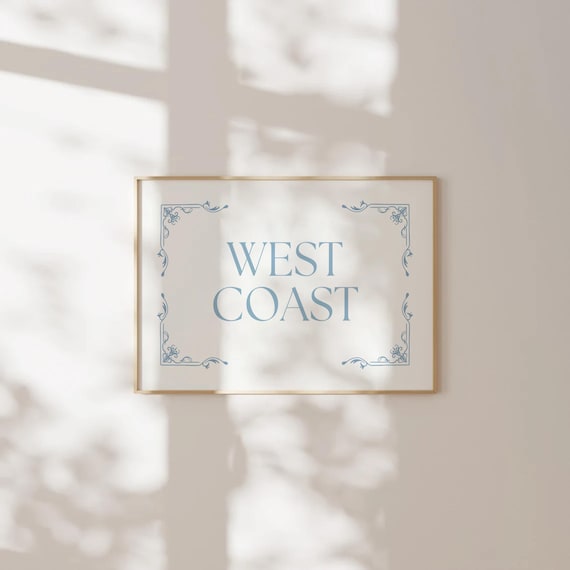 West Coast Floral Border Elegant Serif Typography Style Poster