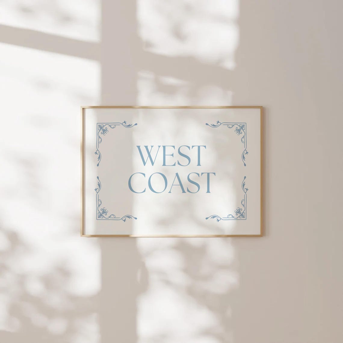West Coast Floral Border Elegant Serif Typography Style Poster
