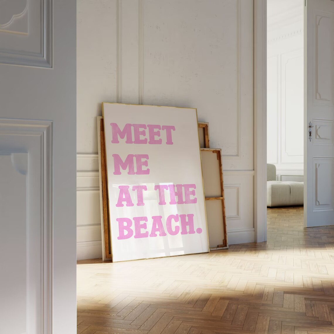 Meet Me At The Beach Pink Bold Retro Typographic Style Poster - Image 3