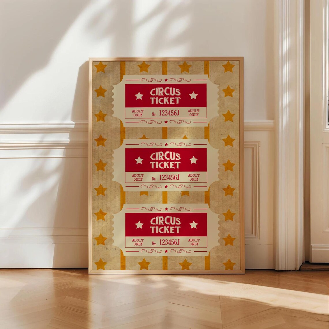 Circus Ticket Vintage Admit One Red and Cream Carnival Decor Poster