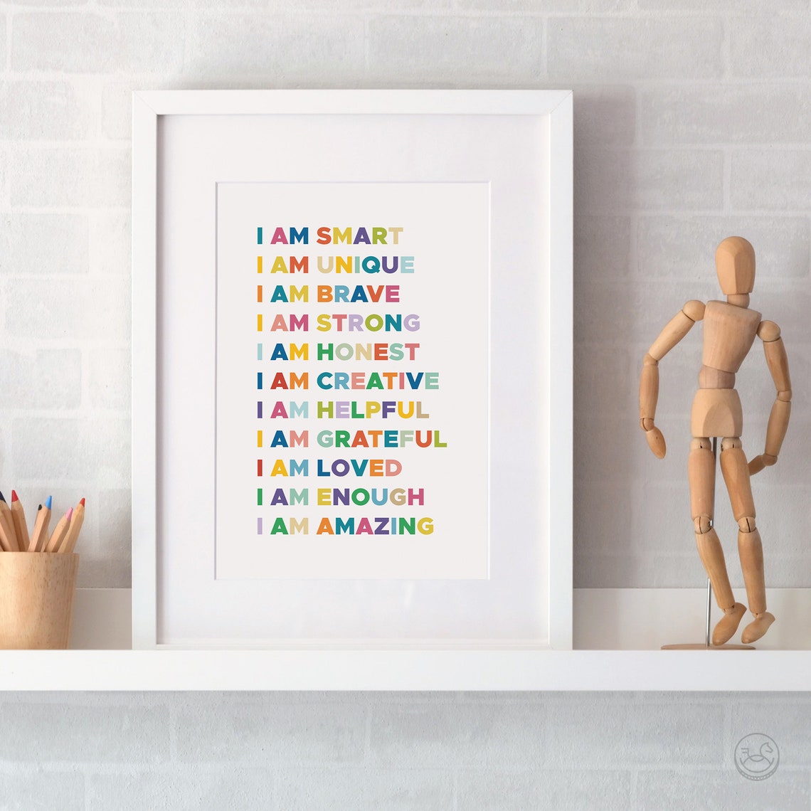 Affirmations for Kids Colorful I Am Smart Quote Poster for Nursery - Image 4