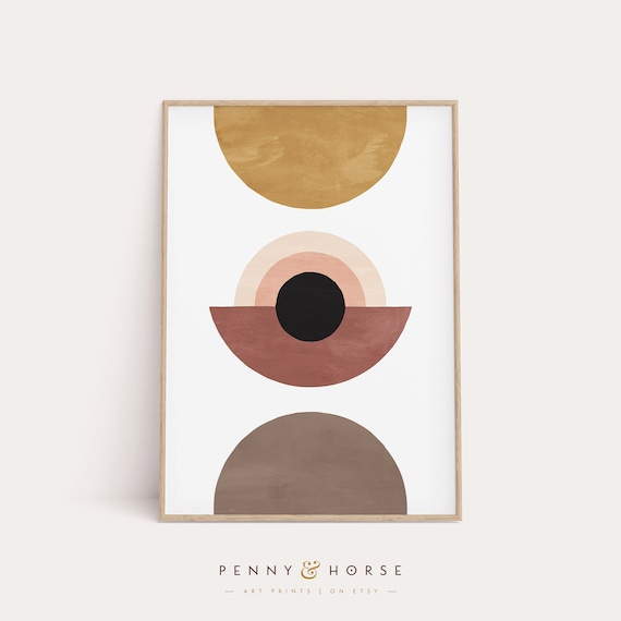 Boho Minimal Circles Wall Art Muted Nordic Print Neutral Warm Home Decor Abstract Geometric Print Modern Art